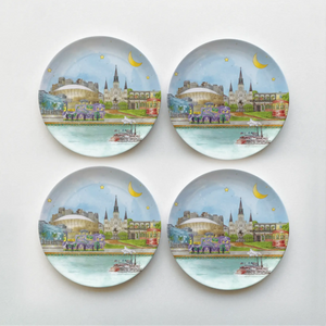 New Orleans Skyline Melamine Dessert Plates Nola Tawk