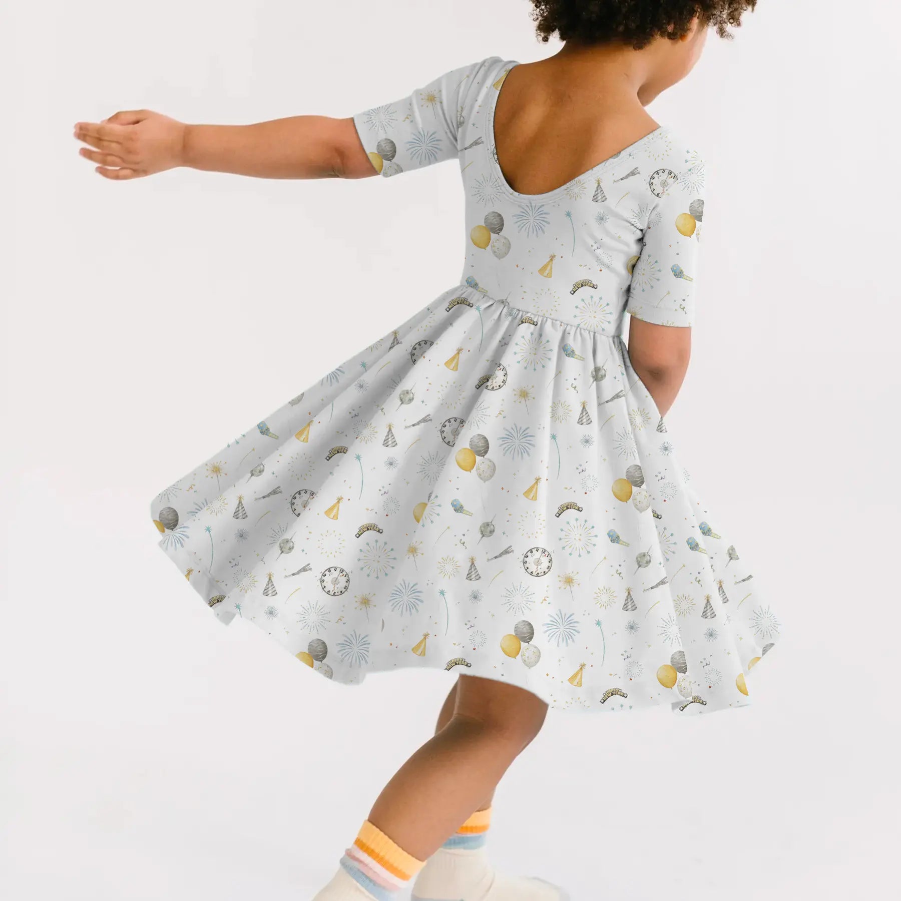 New Year's Eve Organic Cotton Dress for Kids Nola Tawk