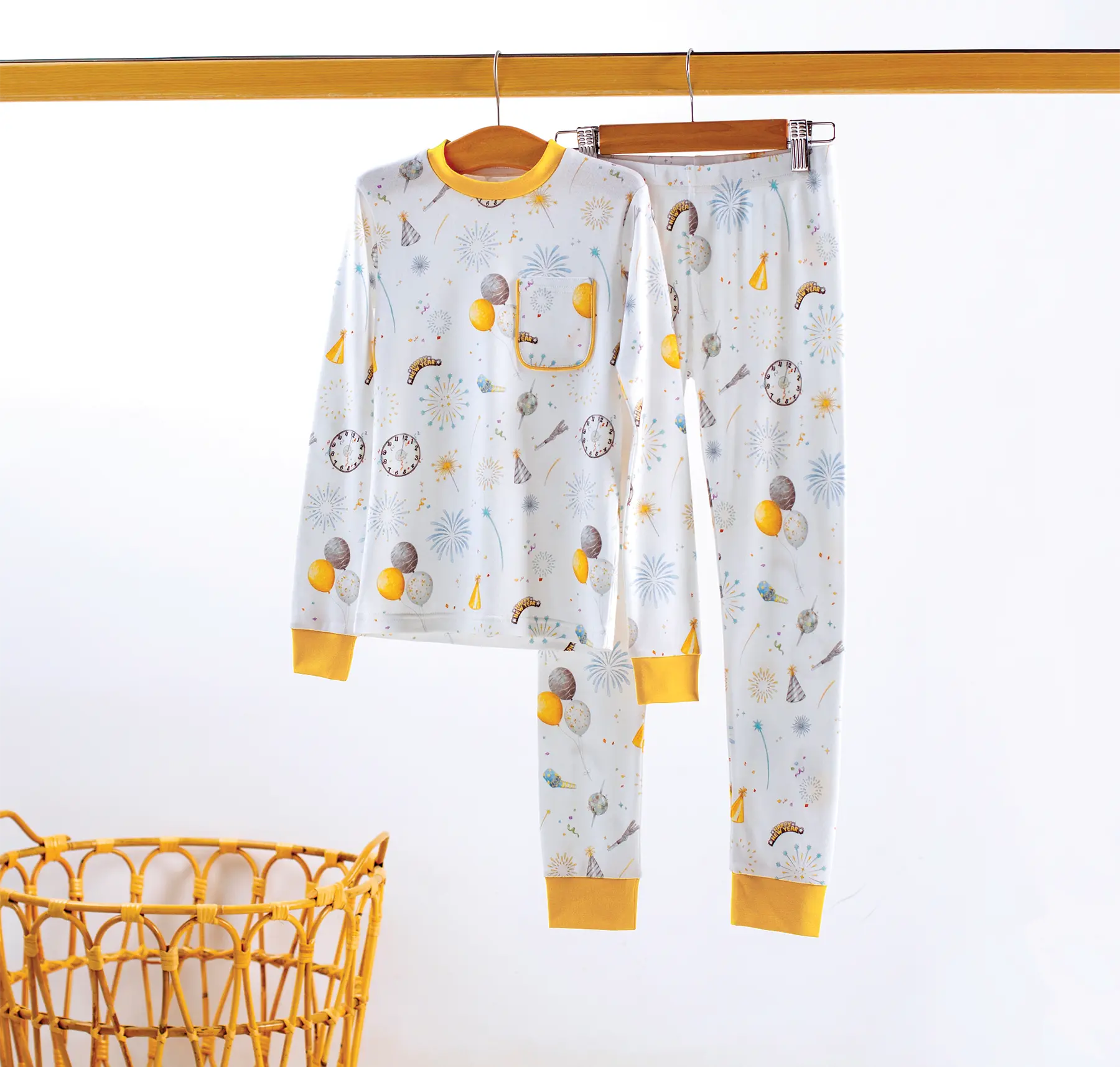 New Year's Eve Organic Cotton Kids Pajamas by Nola Tawk, Southern food gift main product photo