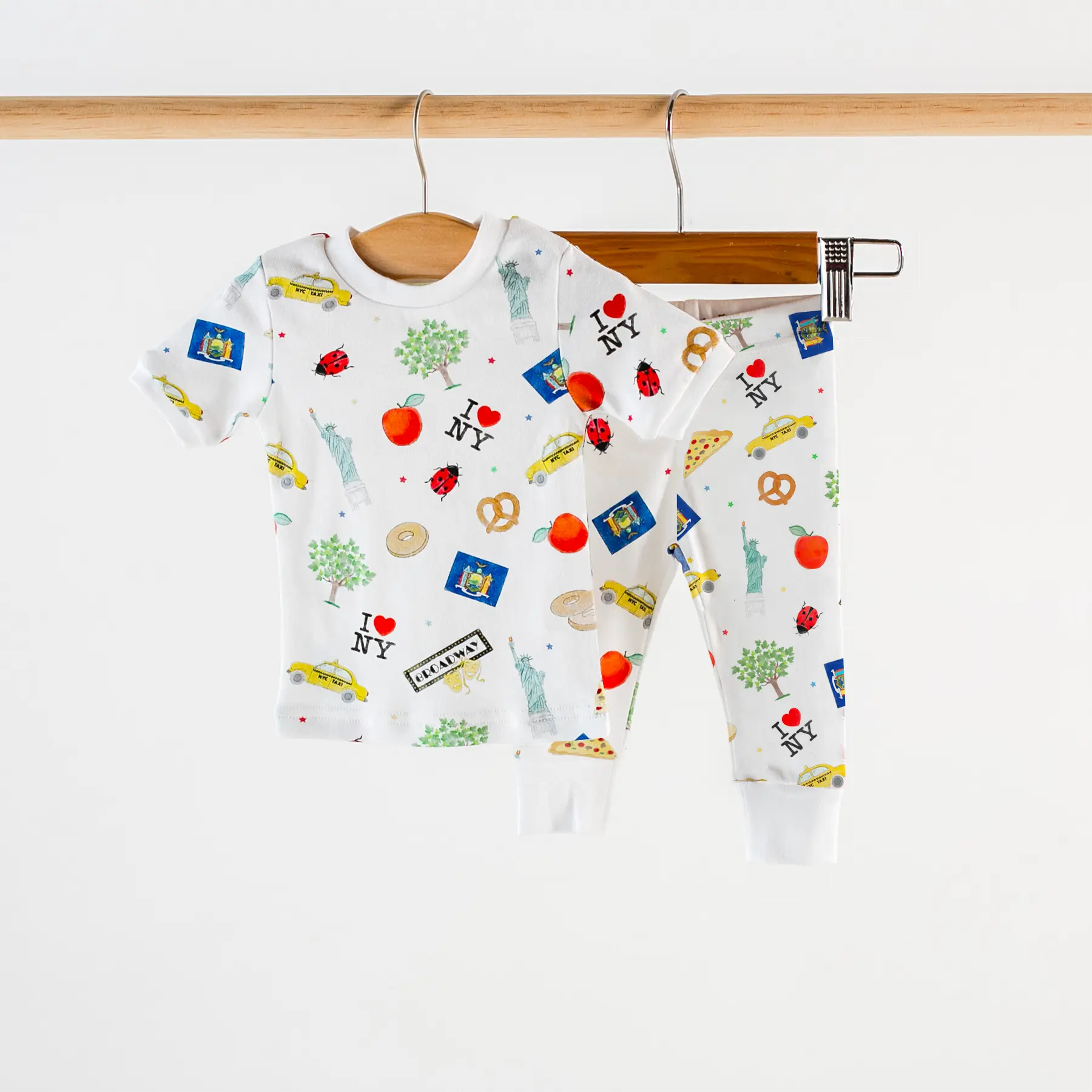 New York Kids Organic Cotton Pajama Set by Nola Tawk, Southern food gift main product photo