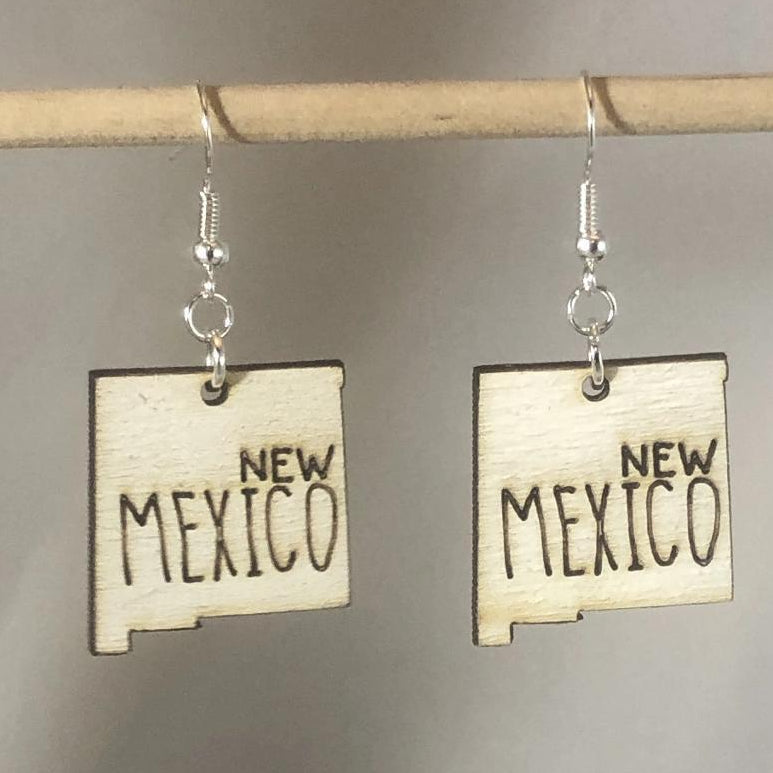 New Mexico State Wooden Dangle Earrings | Southwest Jewelry