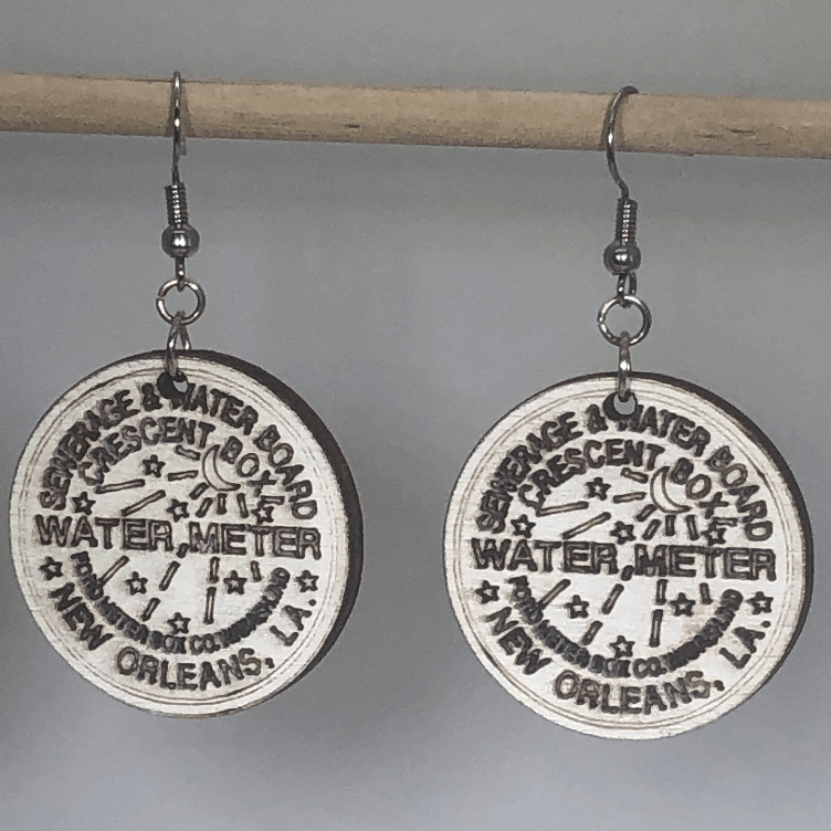 New Orleans Water Meter Wooden Dangle Earrings | NOLA Jewelry by Cate's Concepts, LLC, handmade jewelry main product photo