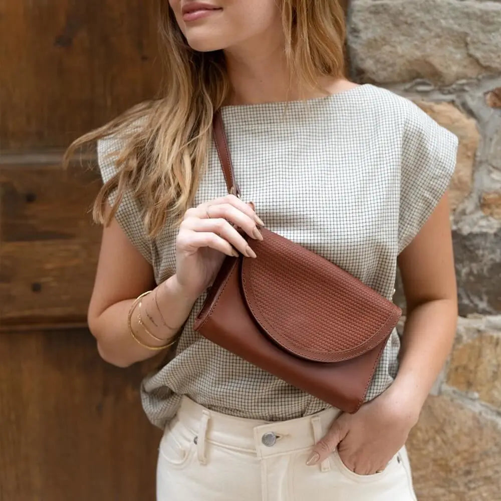 Nisolo Cleo Leather Convertible Crossbody Clutch by Mission Mercantile Leather Goods, natural skincare main product photo
