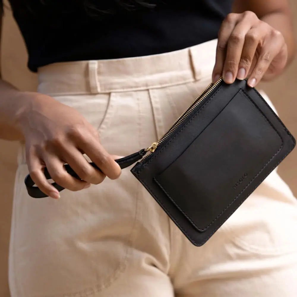 Nisolo Leather Go-To Wristlet Clutch by Mission Mercantile Leather Goods, handmade leather goods main product photo