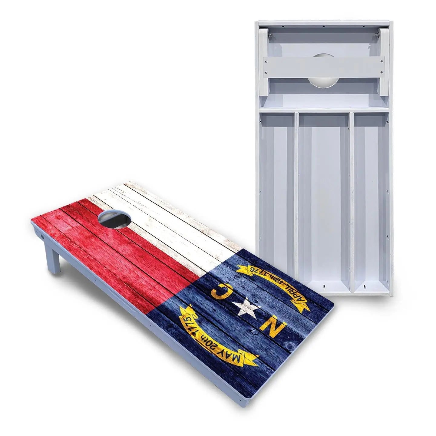 North Carolina State Flag Cornhole Boards - All Weather Series by Cornhole Solutions, custom cornhole board main product photo