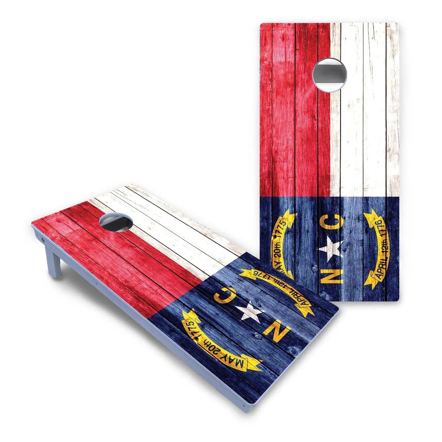 North Carolina State Flag Cornhole Boards - All Weather Series by Cornhole Solutions, custom cornhole board detail photo 2