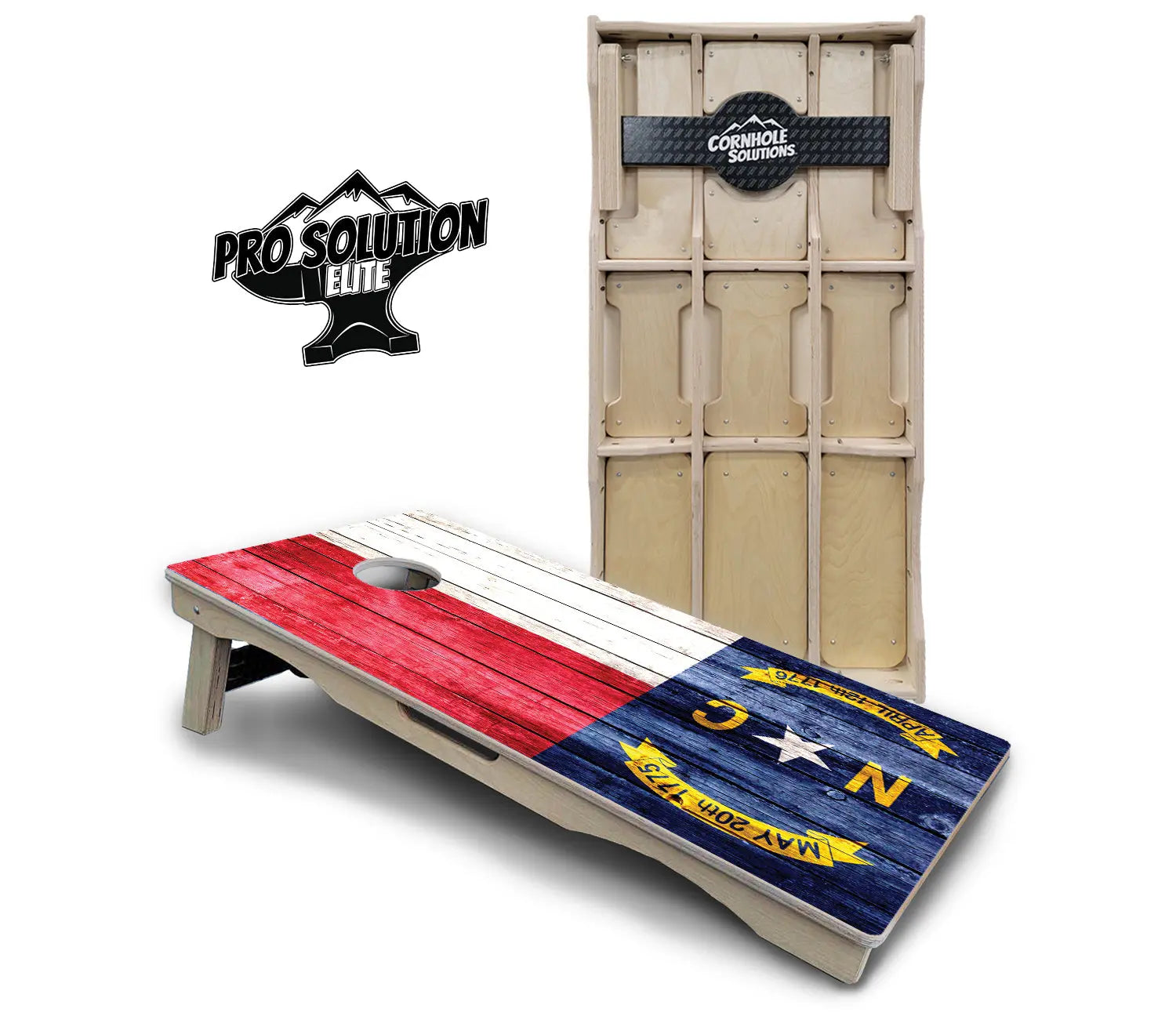 North Carolina State Flag Cornhole Boards - Pro Solution Elite Series by Cornhole Solutions, custom cornhole board main product photo