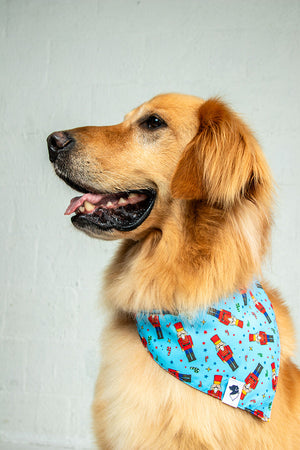 Nutcracker & Red Truck Christmas Reversible Dog Bandana by Dog Bandana Co., product view 3