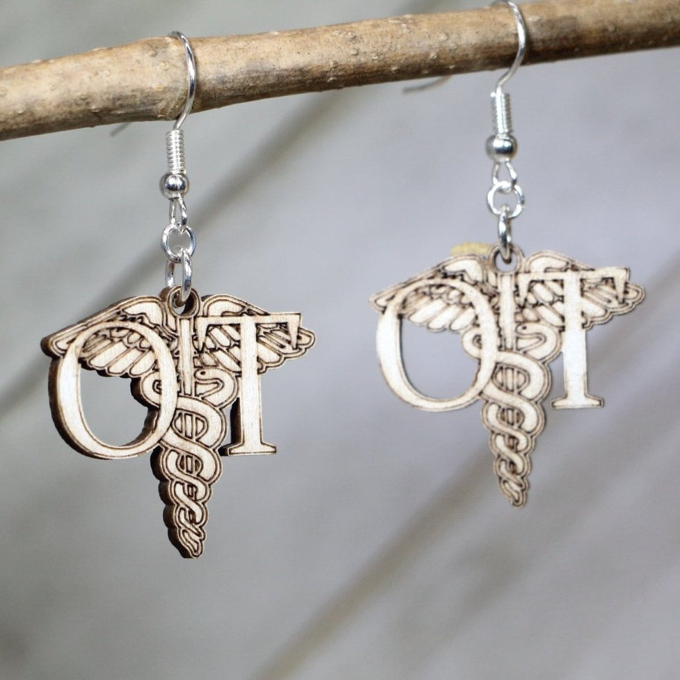 Occupational Therapist Wooden Earrings | OT Therapy Jewelry