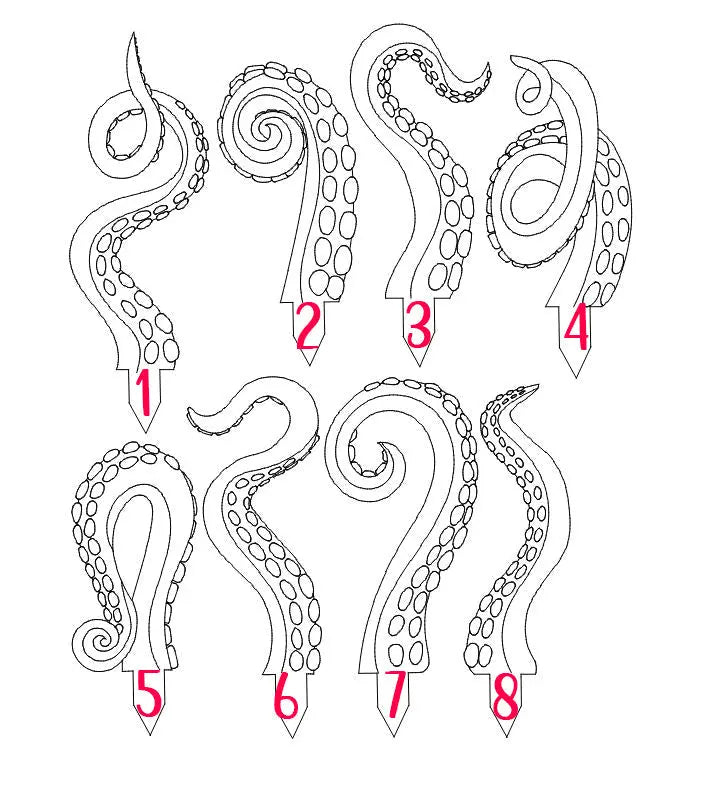 Eight numbered octopus tentacles used as plant picks