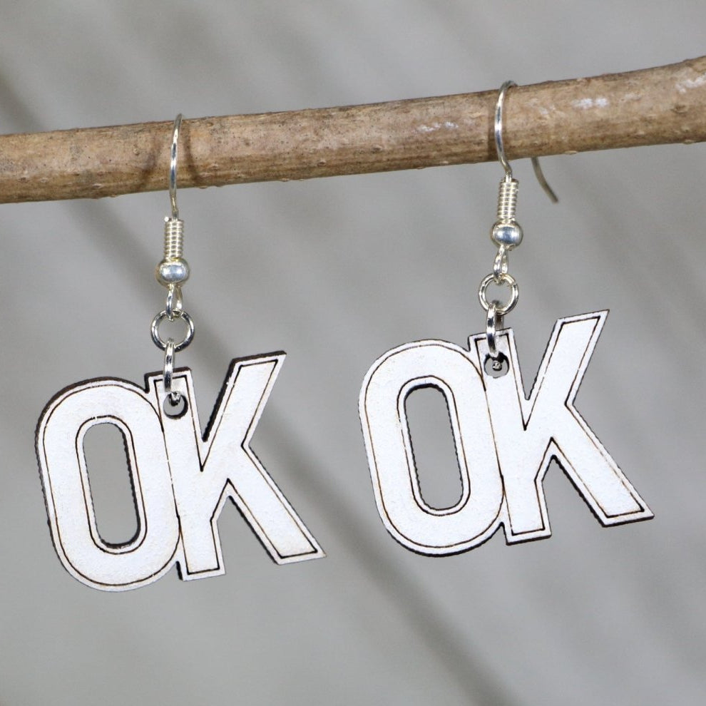 Oklahoma OK Wooden Dangle Earrings | State Pride Jewelry