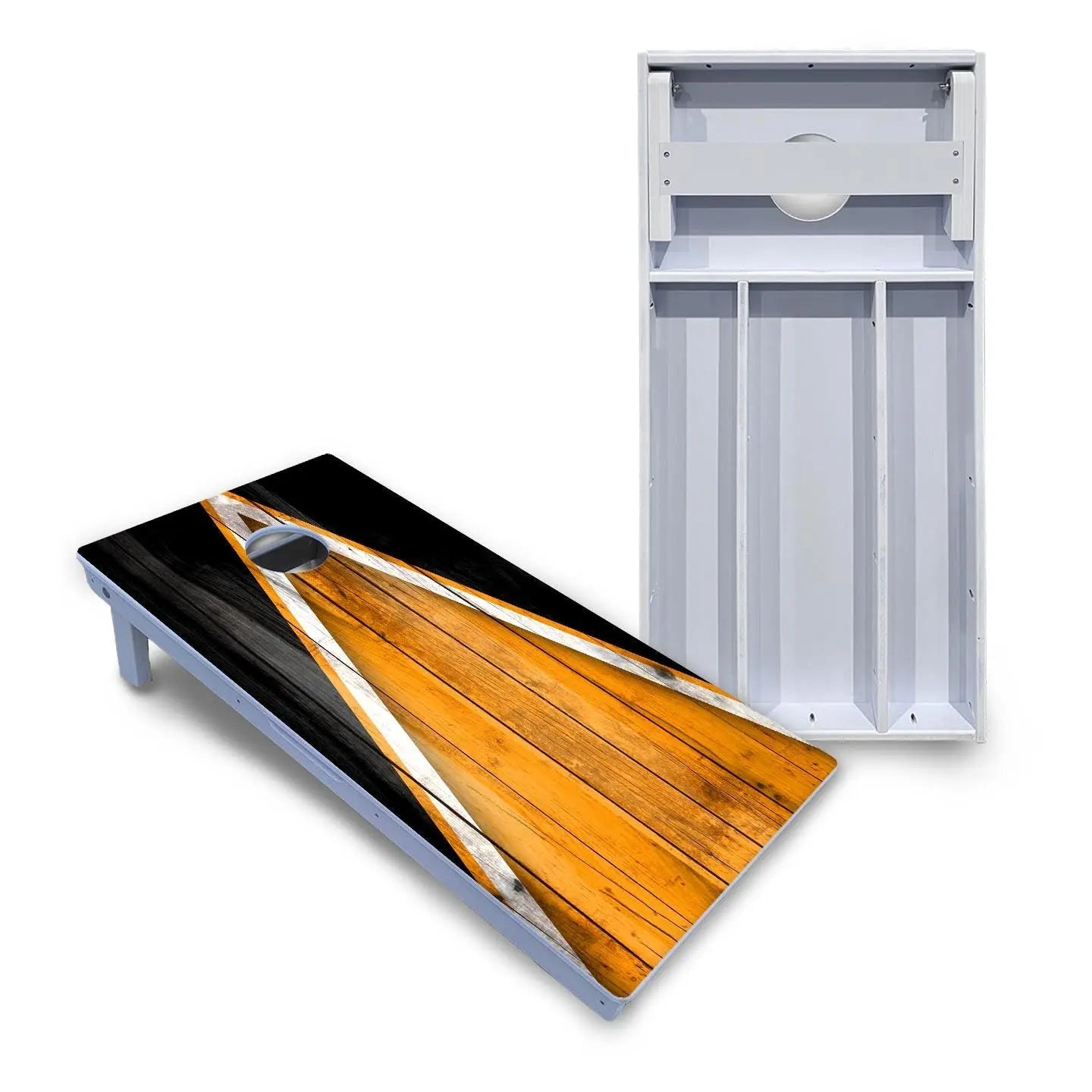 Orange/Black Triangle Cornhole Boards - All Weather Series by Cornhole Solutions, custom cornhole board main product photo
