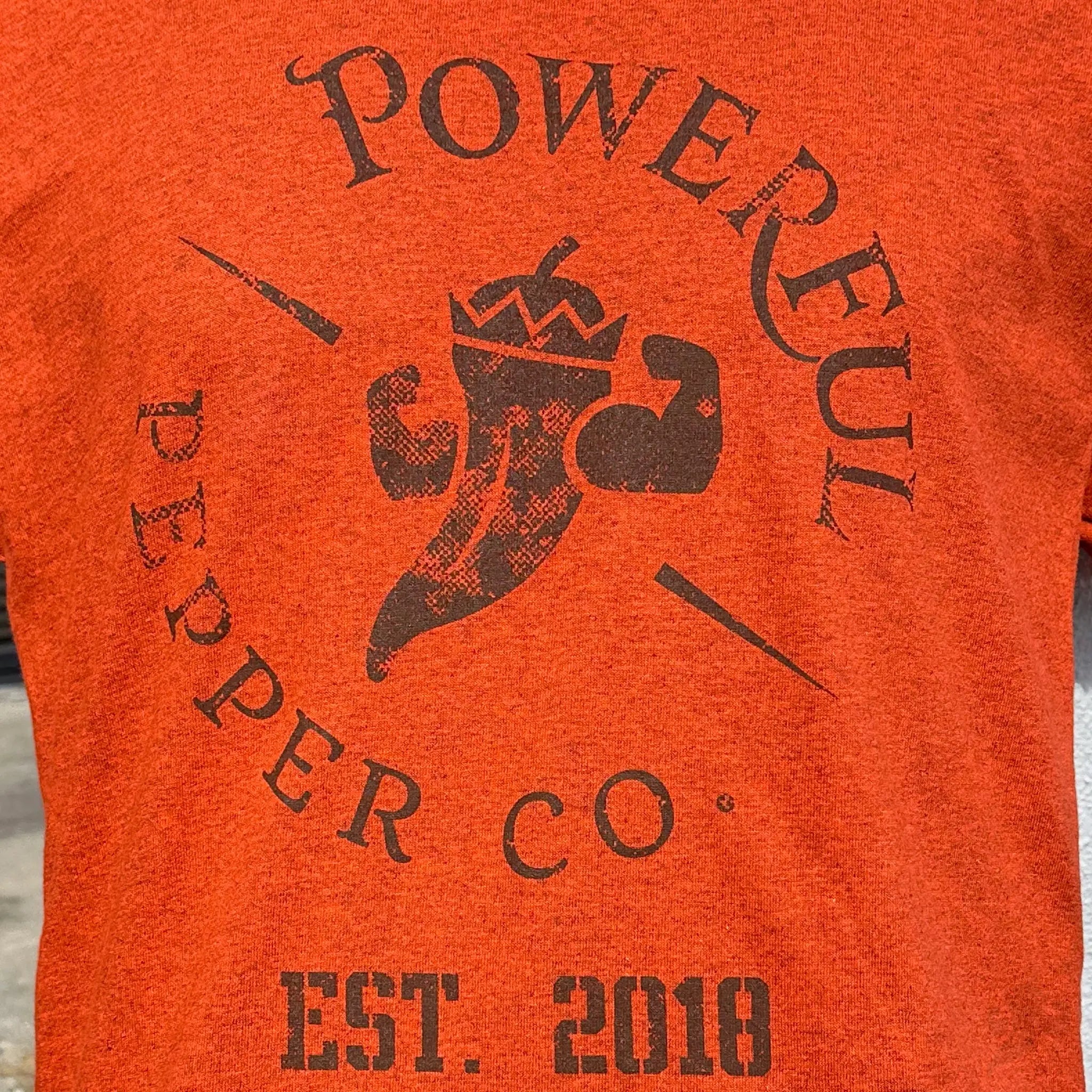 Orange Vintage Logo T-Shirt by Powerful Pepper Company, Southern lifestyle apparel detail photo 2