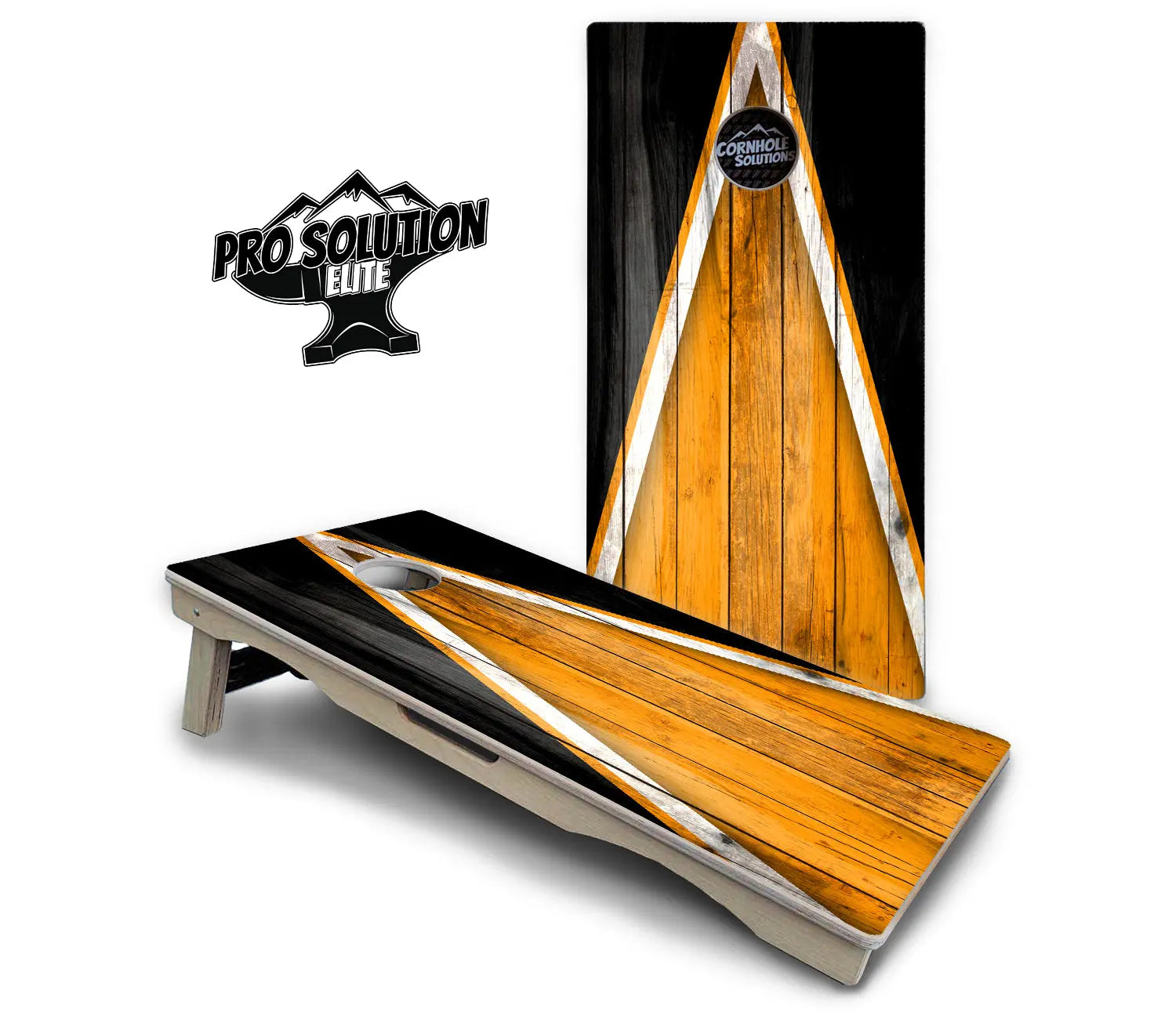 Orange & Black Triangle Cornhole Boards - Pro Solution Elite Series by Cornhole Solutions, custom cornhole board detail photo 2