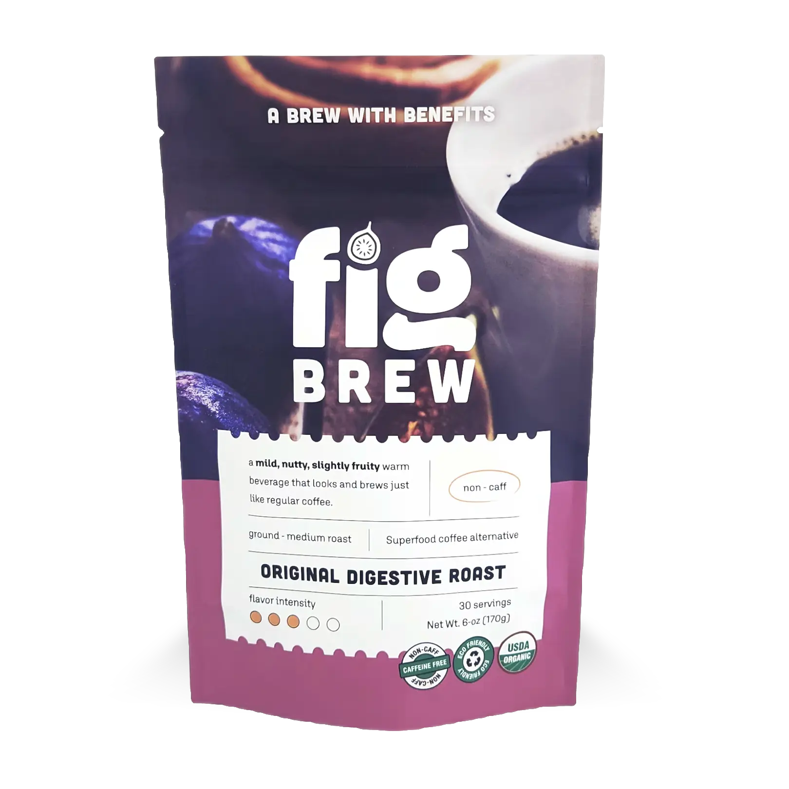 FigBrew Original Digestive Roast 6 oz bag roasted fig coffee alternative