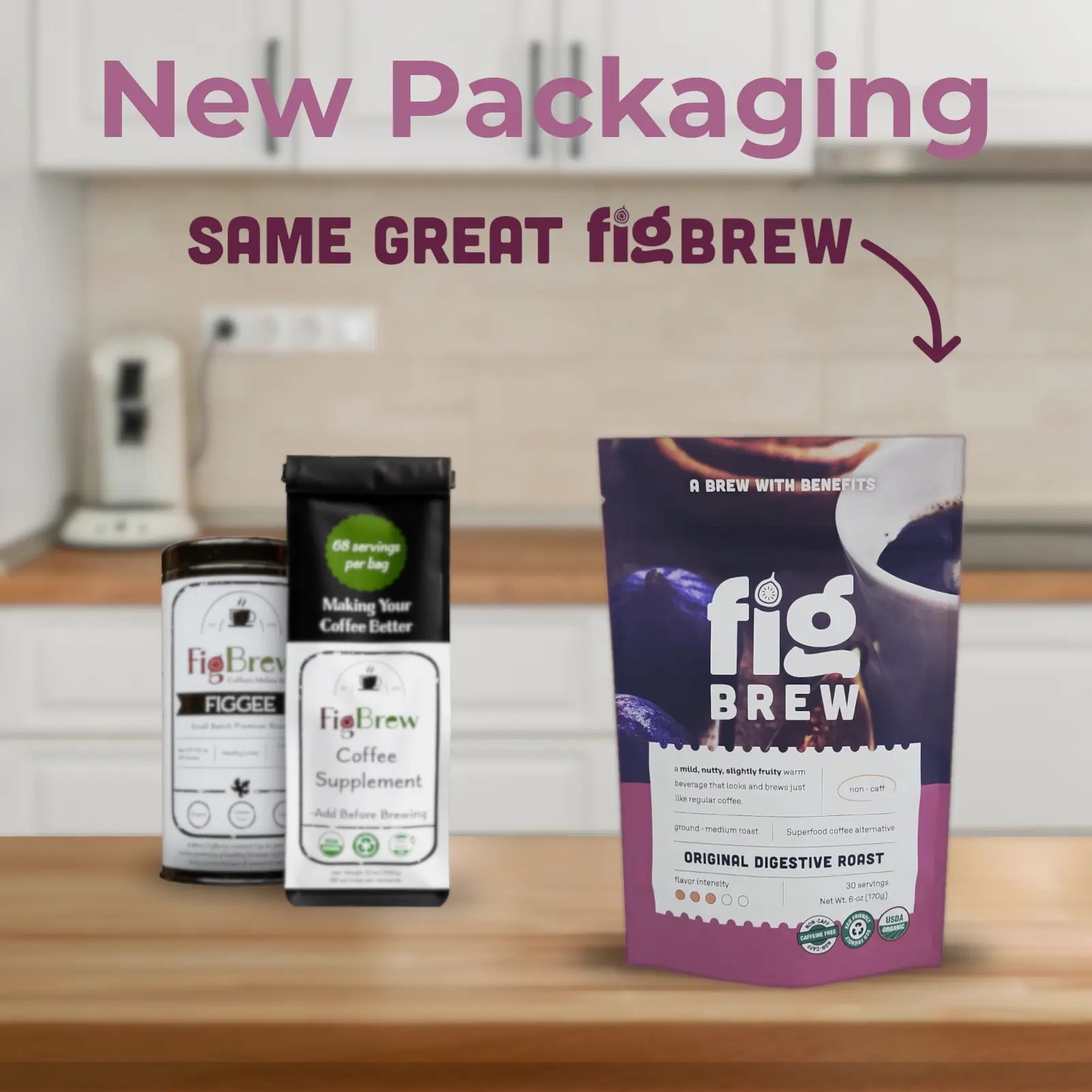 FigBrew Original Digestive Roast 6 oz bag caffeine free brew