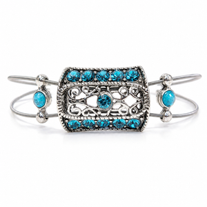 Handmade aqua and silver guitar string bracelet