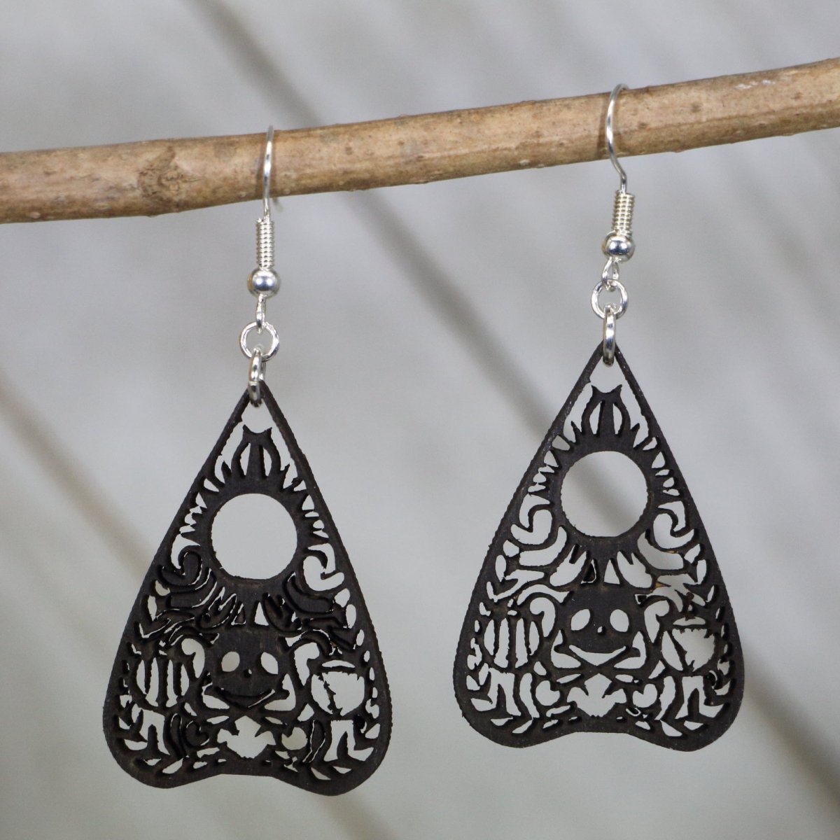 Ouija Planchette Wooden Dangle Earrings | Gothic Jewelry