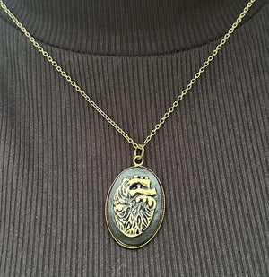 Oval Relic Pendant Necklace | Fantasy Rune Jewelry Gift by Mushroom Lady Co, handmade jewelry detail photo 2