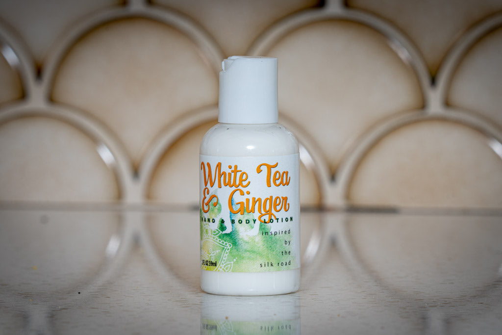 White Tea & Ginger Hand & Body Lotion 16 Oz Or 2 Oz by Essential Journeys, Southern food gift detail photo 10