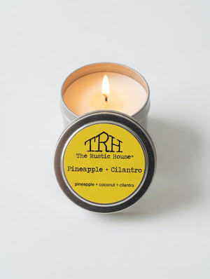 Pineapple + Cilantro Travel Tin by The Rustic House, scented candle detail photo 3