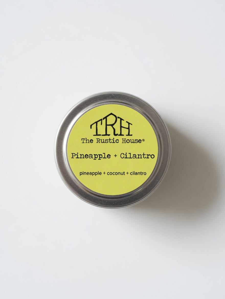 Pineapple + Cilantro Travel Tin by The Rustic House, scented candle main product photo