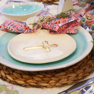 Prodigal Pottery Small Ceramic Gold Leaf Cross Plate — product view 7