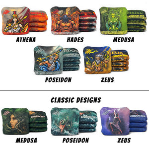PRO Character Series Cornhole Bags - Regulation 6"x6" Set of 4 - Greek Gods