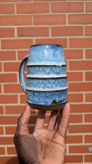 Large Blue Cascade Handmade Ceramic Mug, 16 oz by Eric Debrah Pottery — product photograph 4