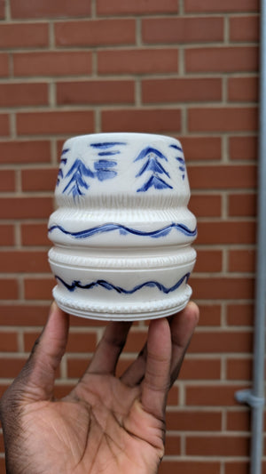 Blue Brush Handmade Porcelain Tea Light Luminary by Eric Debrah Pottery