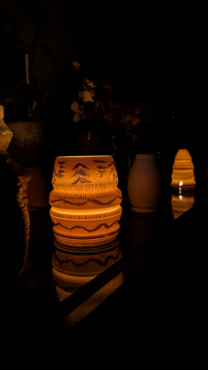 Blue Brush Handmade Porcelain Tea Light Luminary by Eric Debrah Pottery — product photograph 2