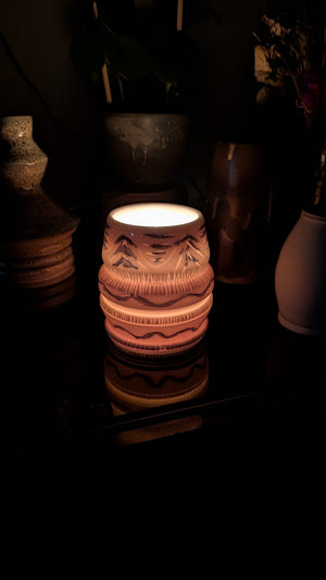 Blue Brush Handmade Porcelain Tea Light Luminary by Eric Debrah Pottery — product photograph 3