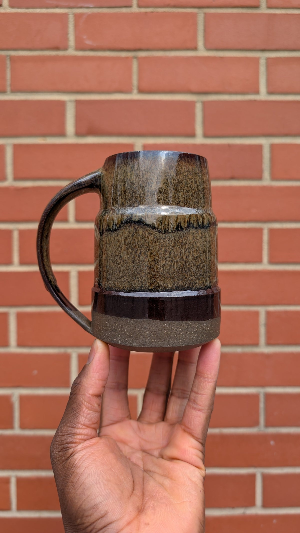 Large Bronze Drip Handmade Ceramic Mug, 16 oz by Eric Debrah Pottery — product photograph 2