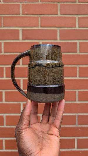 Large Bronze Drip Handmade Ceramic Mug, 16 oz by Eric Debrah Pottery — product photograph 2