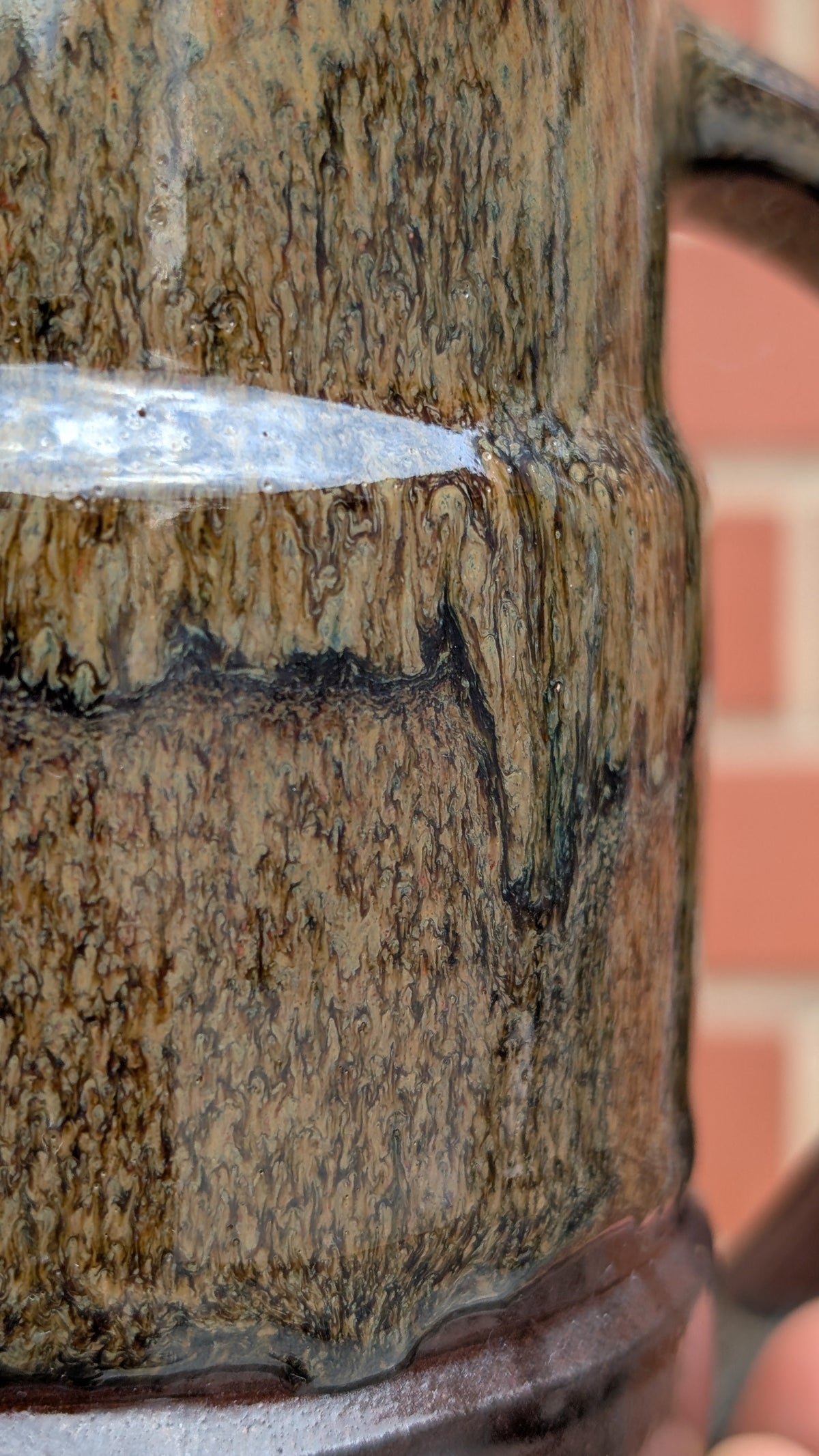 Large Bronze Drip Handmade Ceramic Mug, 16 oz by Eric Debrah Pottery — product photograph 6