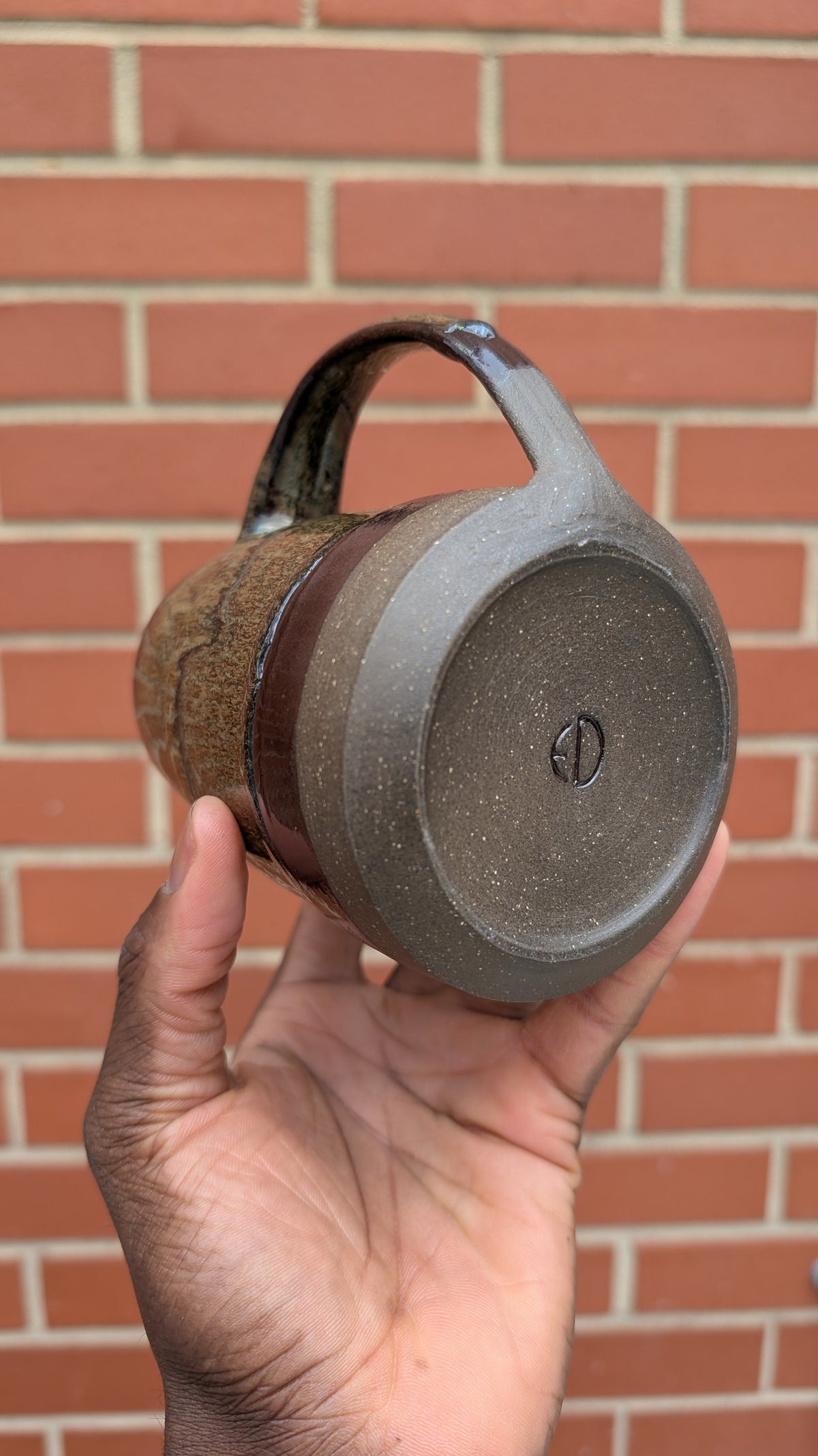 Large Bronze Drip Handmade Ceramic Mug, 16 oz by Eric Debrah Pottery — product photograph 7