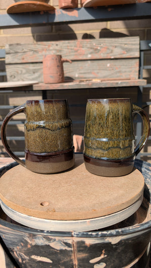 Large Bronze Drip Handmade Ceramic Mug, 16 oz by Eric Debrah Pottery — product photograph 9