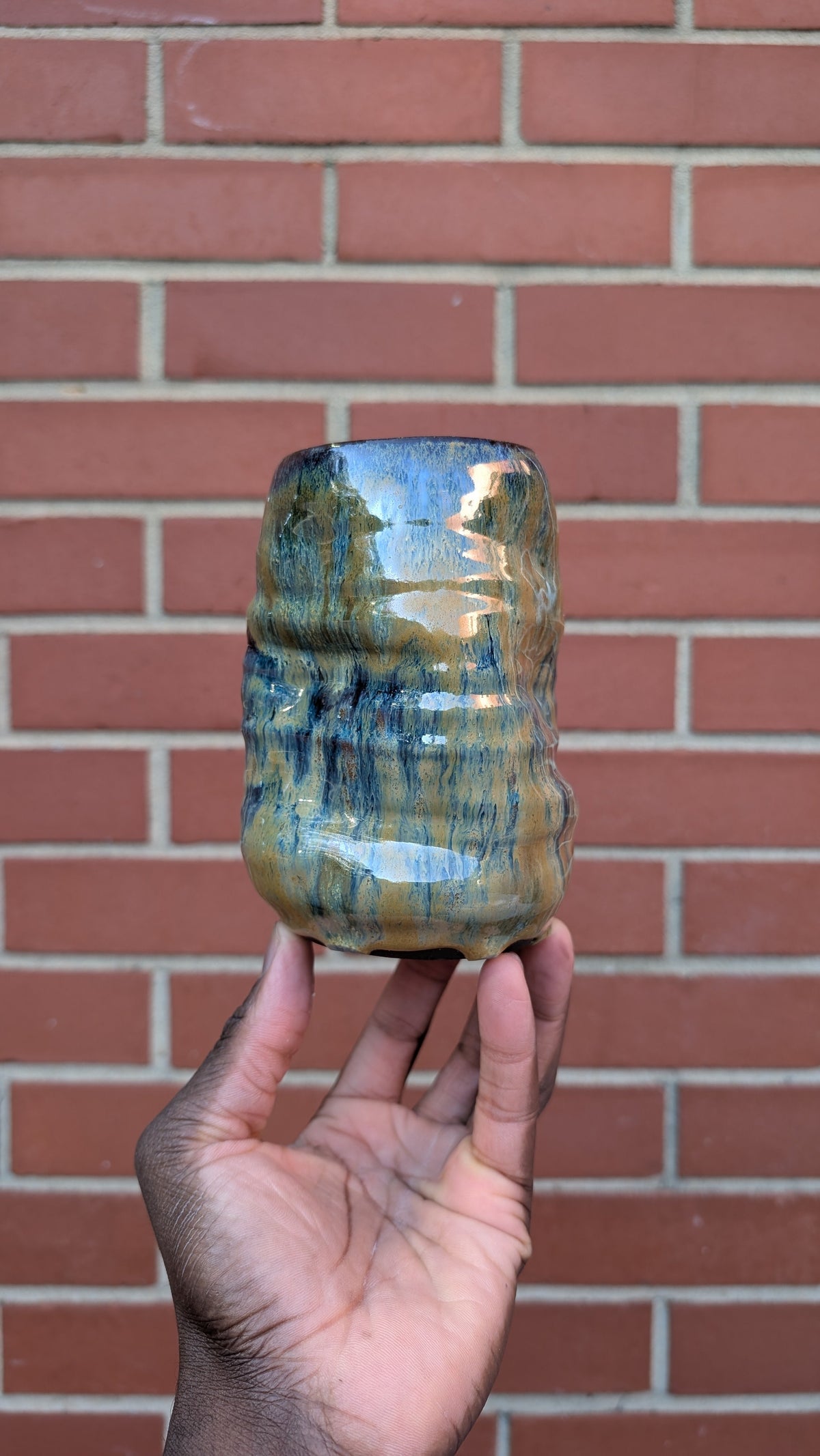 Medium Funky Cylinder Handmade Ceramic Vase by Eric Debrah Pottery