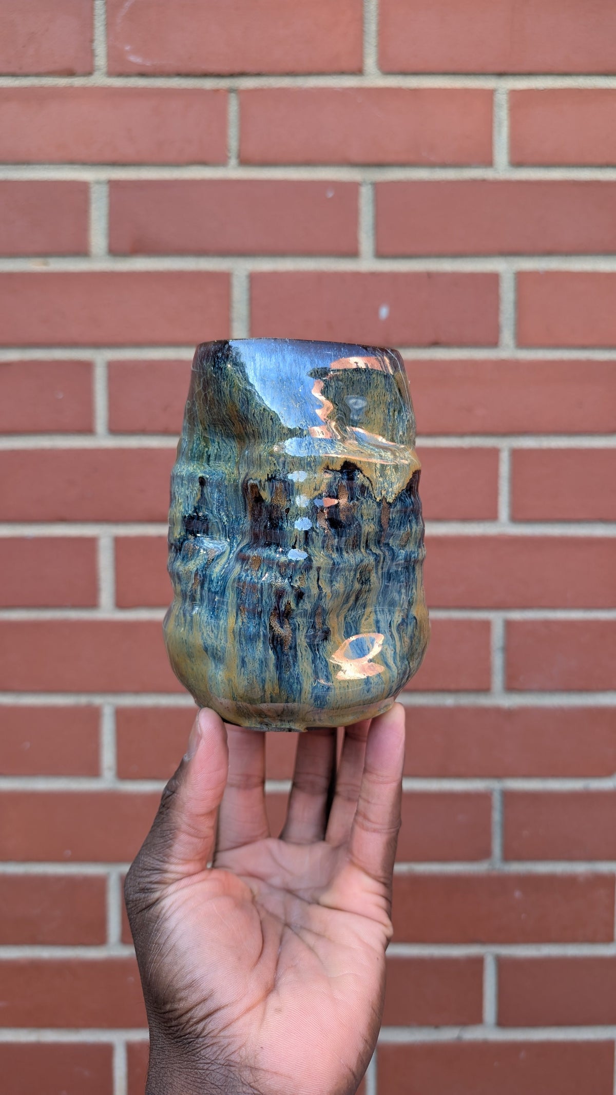 Medium Funky Cylinder Handmade Ceramic Vase by Eric Debrah Pottery — product photograph 3