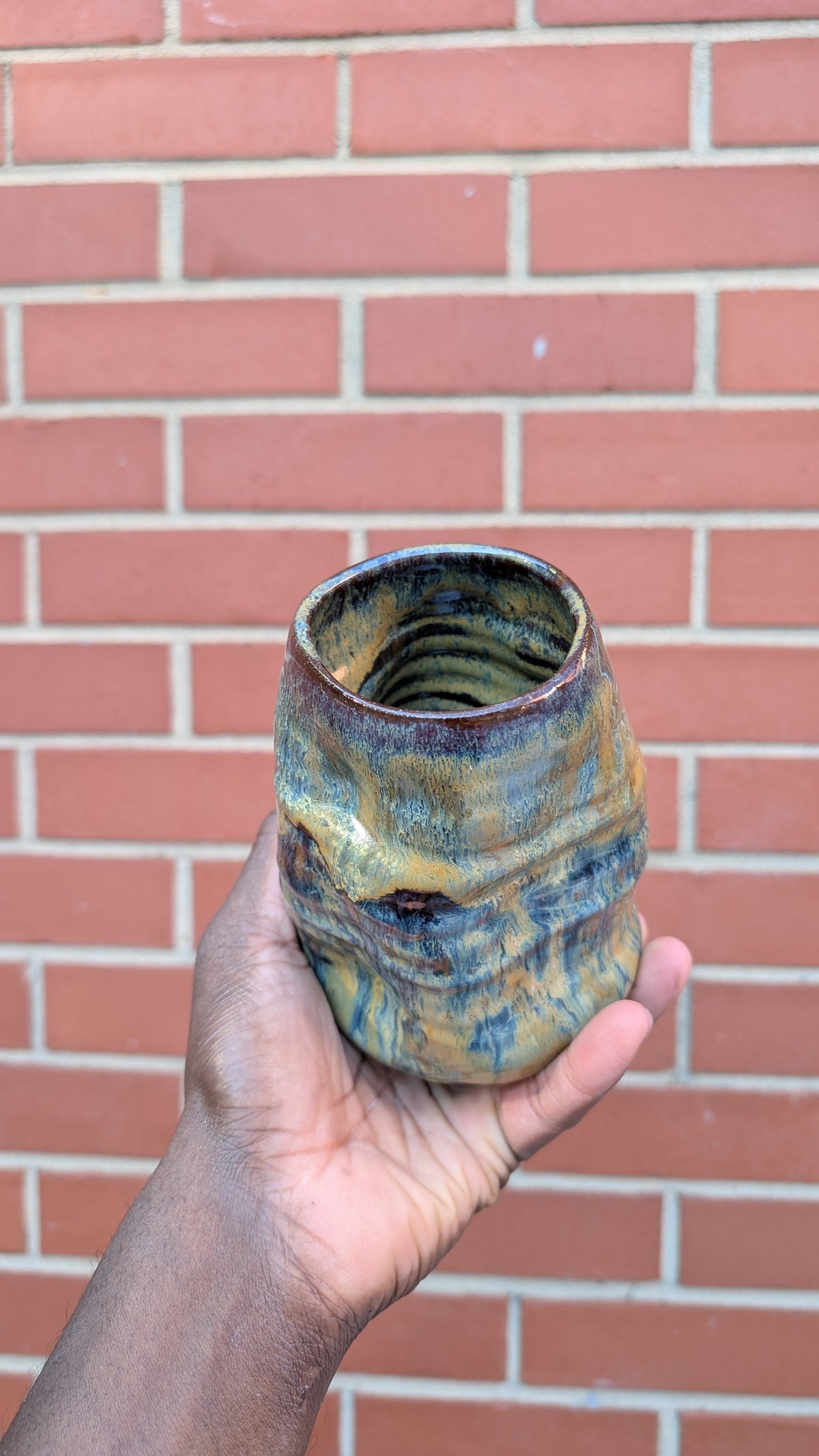 Medium Funky Cylinder Handmade Ceramic Vase by Eric Debrah Pottery — product photograph 4