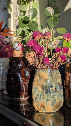 Medium Funky Cylinder Handmade Ceramic Vase by Eric Debrah Pottery — product photograph 5