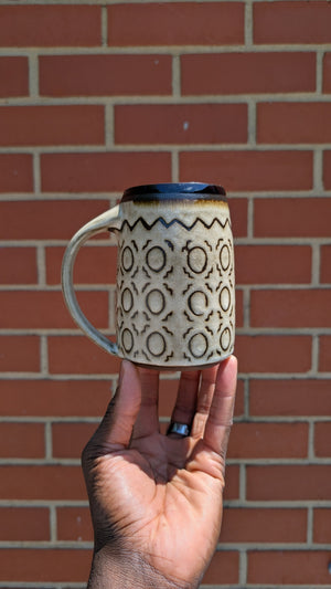 Large Inverted Bogolan Handmade Ceramic Mug, 16.9 oz by Eric Debrah Pottery — product photograph 5