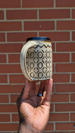 Large Inverted Bogolan Handmade Ceramic Mug, 16.9 oz by Eric Debrah Pottery — product photograph 6
