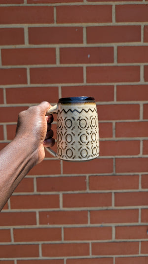 Large Inverted Bogolan Handmade Ceramic Mug, 16.9 oz by Eric Debrah Pottery — product photograph 8
