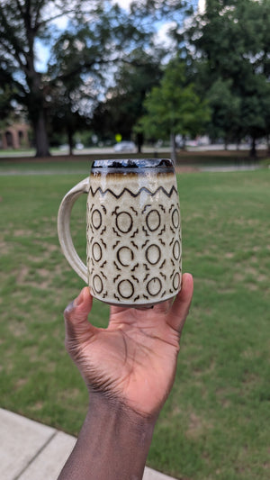 Large Inverted Bogolan Handmade Ceramic Mug, 16.9 oz by Eric Debrah Pottery — product photograph 9
