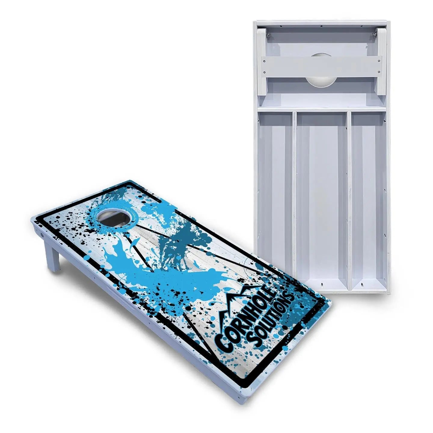 Paint Splatter CS Logo Cornhole Boards - All Weather Series by Cornhole Solutions, custom cornhole board main product photo