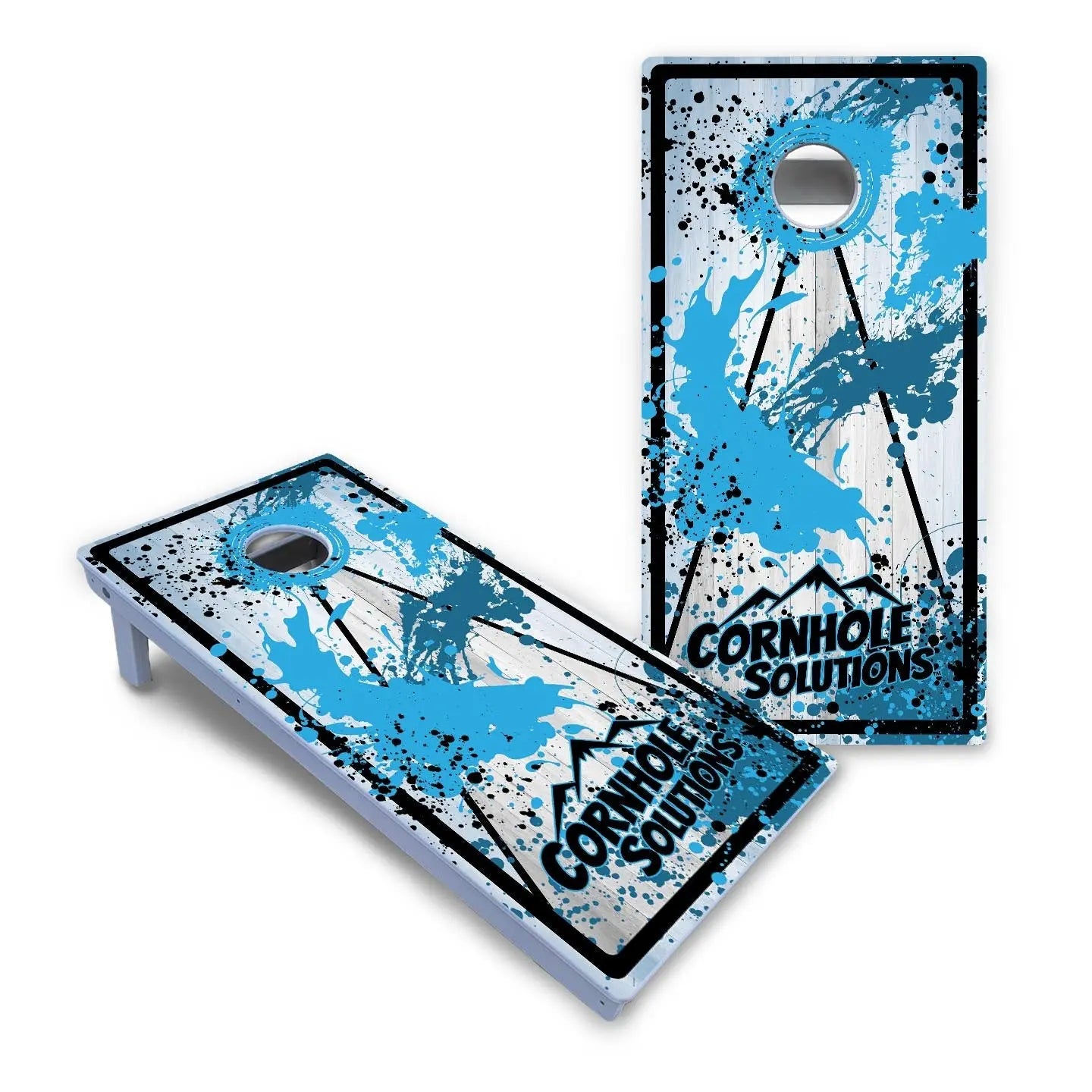 Paint Splatter CS Logo Cornhole Boards - All Weather Series by Cornhole Solutions, custom cornhole board detail photo 2