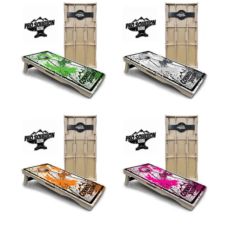 Paint Splatter CS Logo Cornhole Boards - Pro Solution Elite Series by Cornhole Solutions, custom cornhole board main product photo