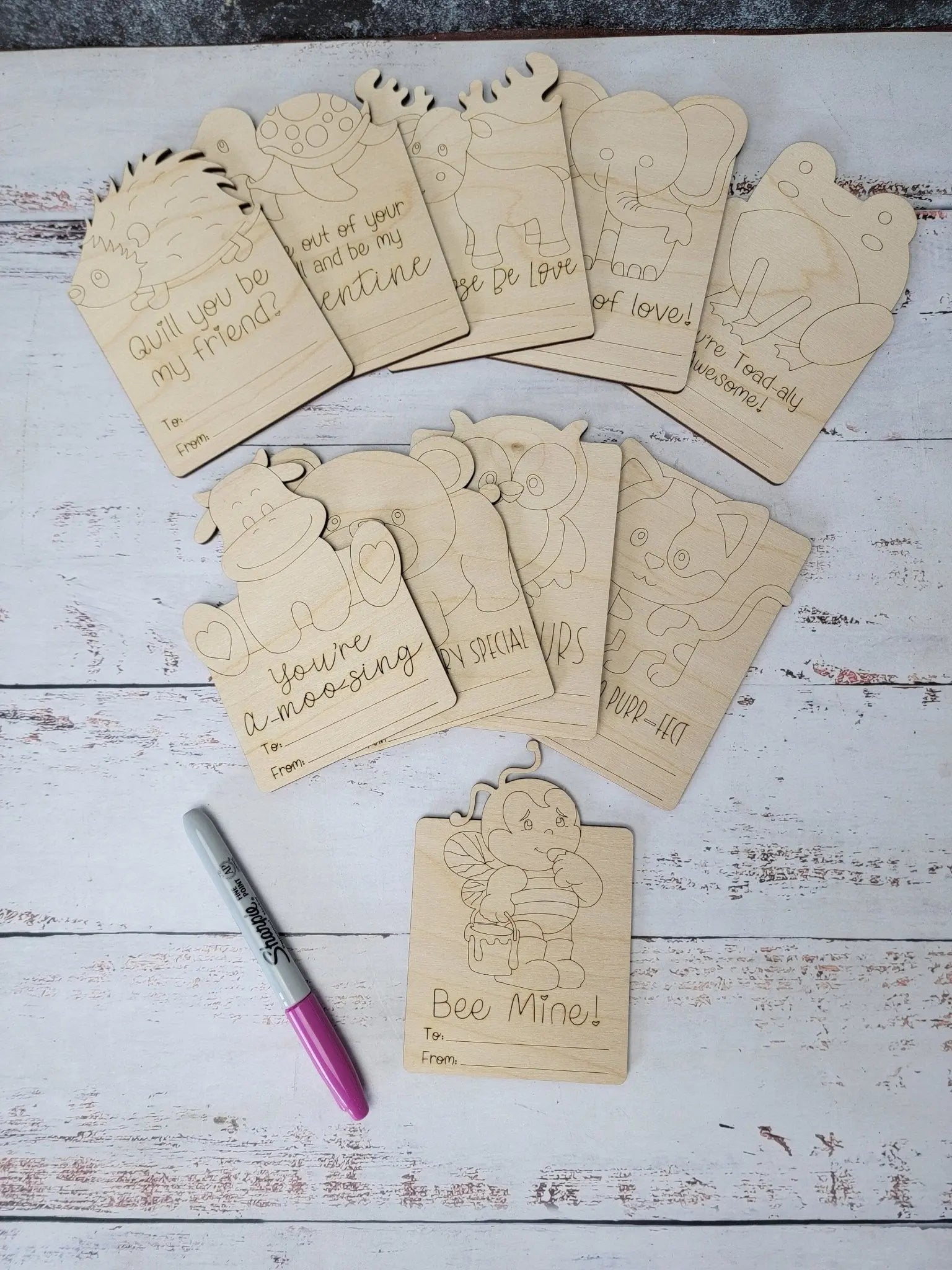 Paintable Kids Valentines Cards- Set of 10 EverLee Creations