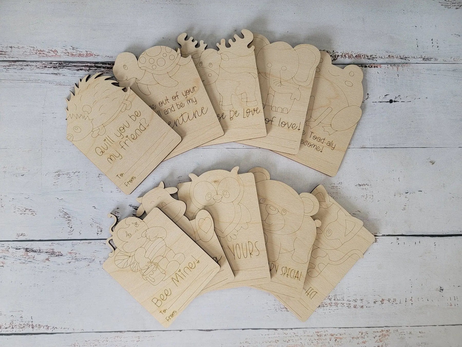 Paintable Kids Valentines Cards- Set of 10 by EverLee Creations, paper gift detail photo 2